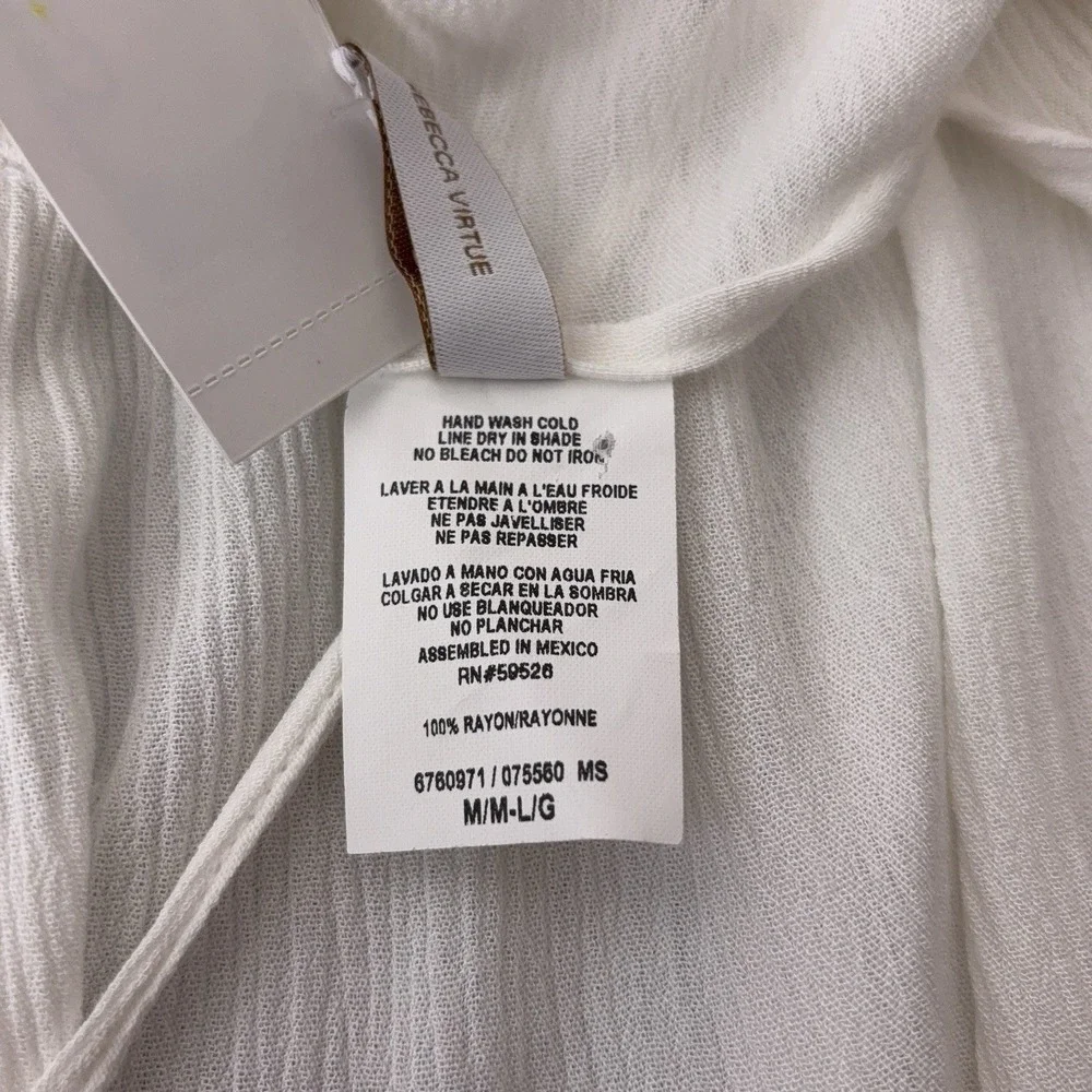 BECCA By Rebecca Virtue Tunic Cover Up Womens Size M/L White Swim Resort‎